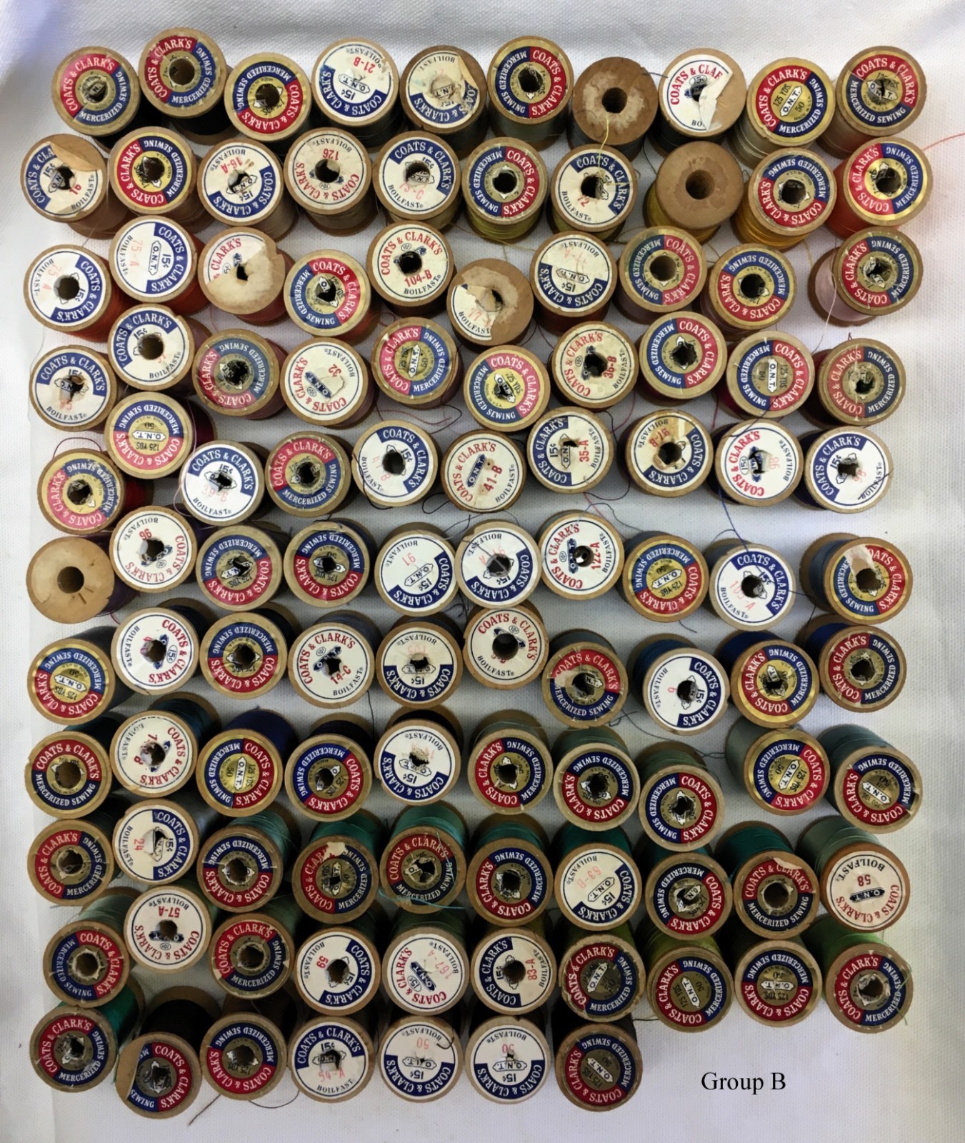 Lot 145 Vtg Coats Clark Wooden Thread Spools Cotton Mercerized Made in USA
