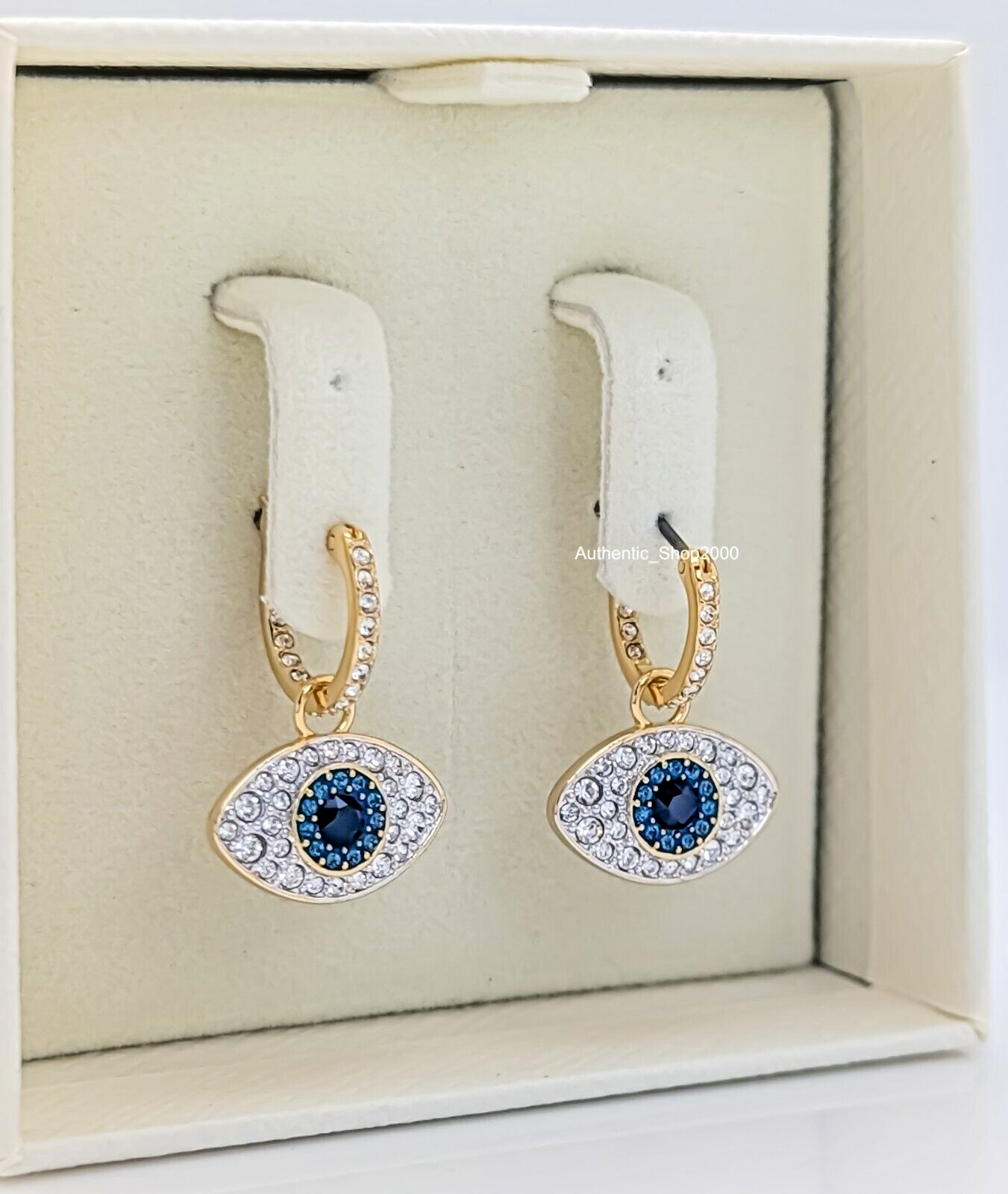 New 100% SWAROVSKI Brand Gold Evil Eye Symbolica Drop Hoop