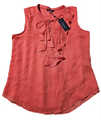 NWT Tommy Hilfiger Suit Separates Ruffles Tie Blouse Chili Women's Size XL