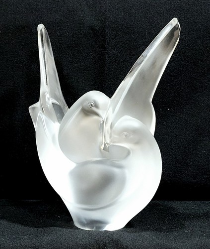 工芸品 VINTAGE LALIQUE Vintage Lalique Dampierre Bird Crystal Vase, Lalique Footed