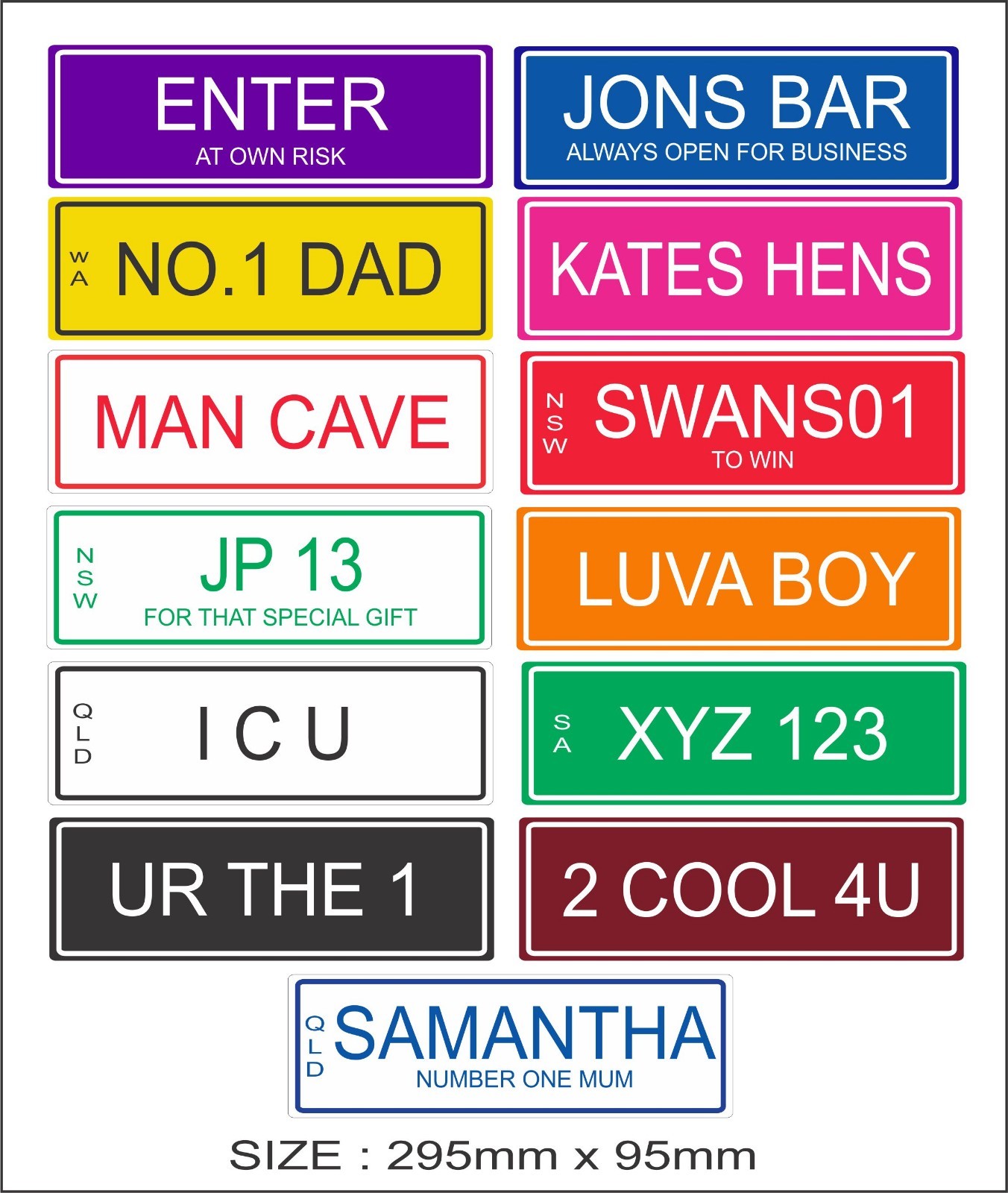 Personalised Custom Novelty Car Bike Sign Licence Number Plate Gift
