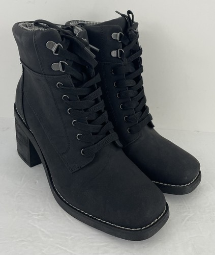 靴 vintage crown leather zip heel boots Crown Vintage Womens Black Holliss Zipper Lace-up Heel Boots