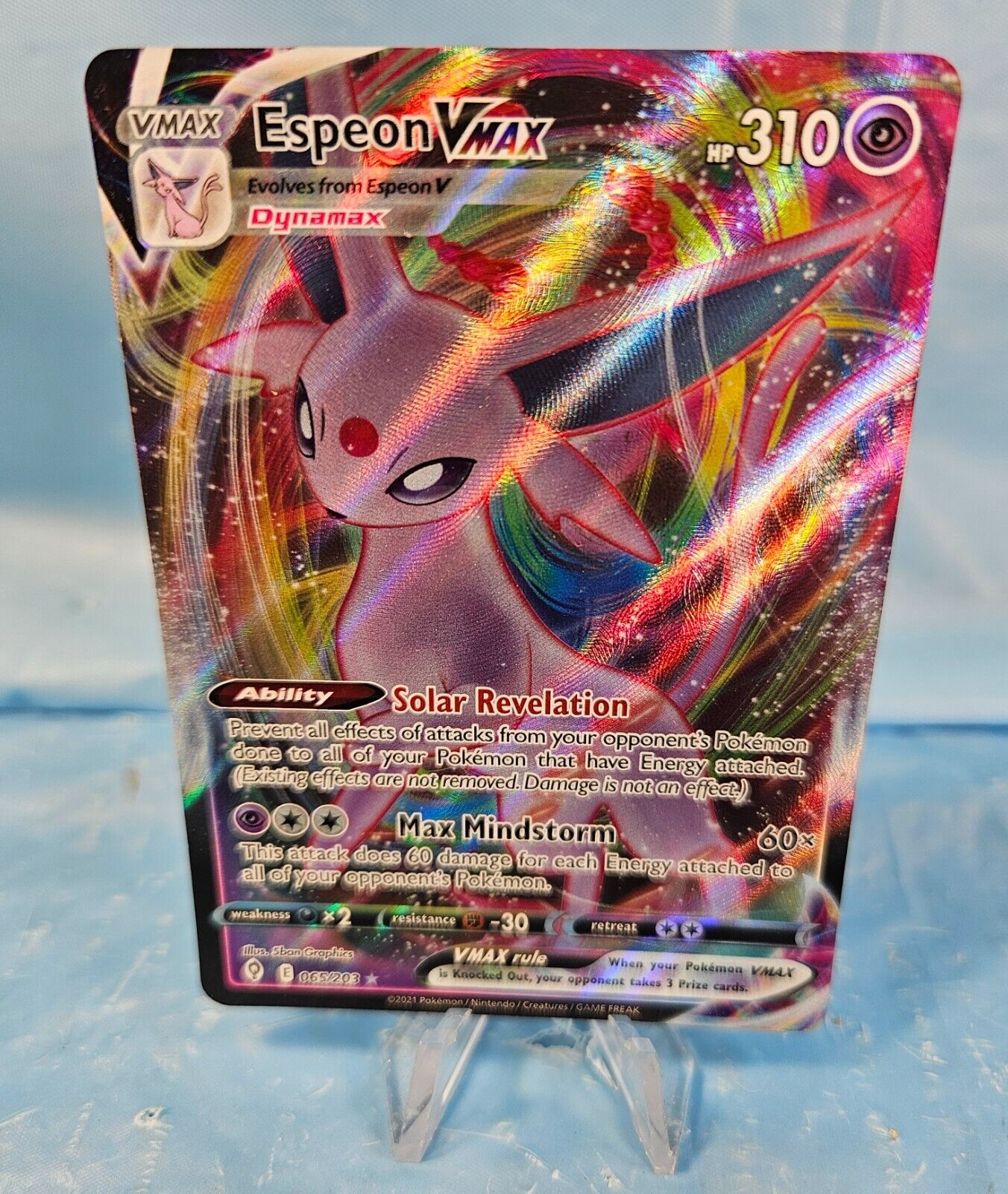 Pokémon Espeon VMAX Evolving Skies 065-203 Holo Ultra Rare Pokémon Espeon VMAX Evolving Skies 065-203 Holo Ultra Rare