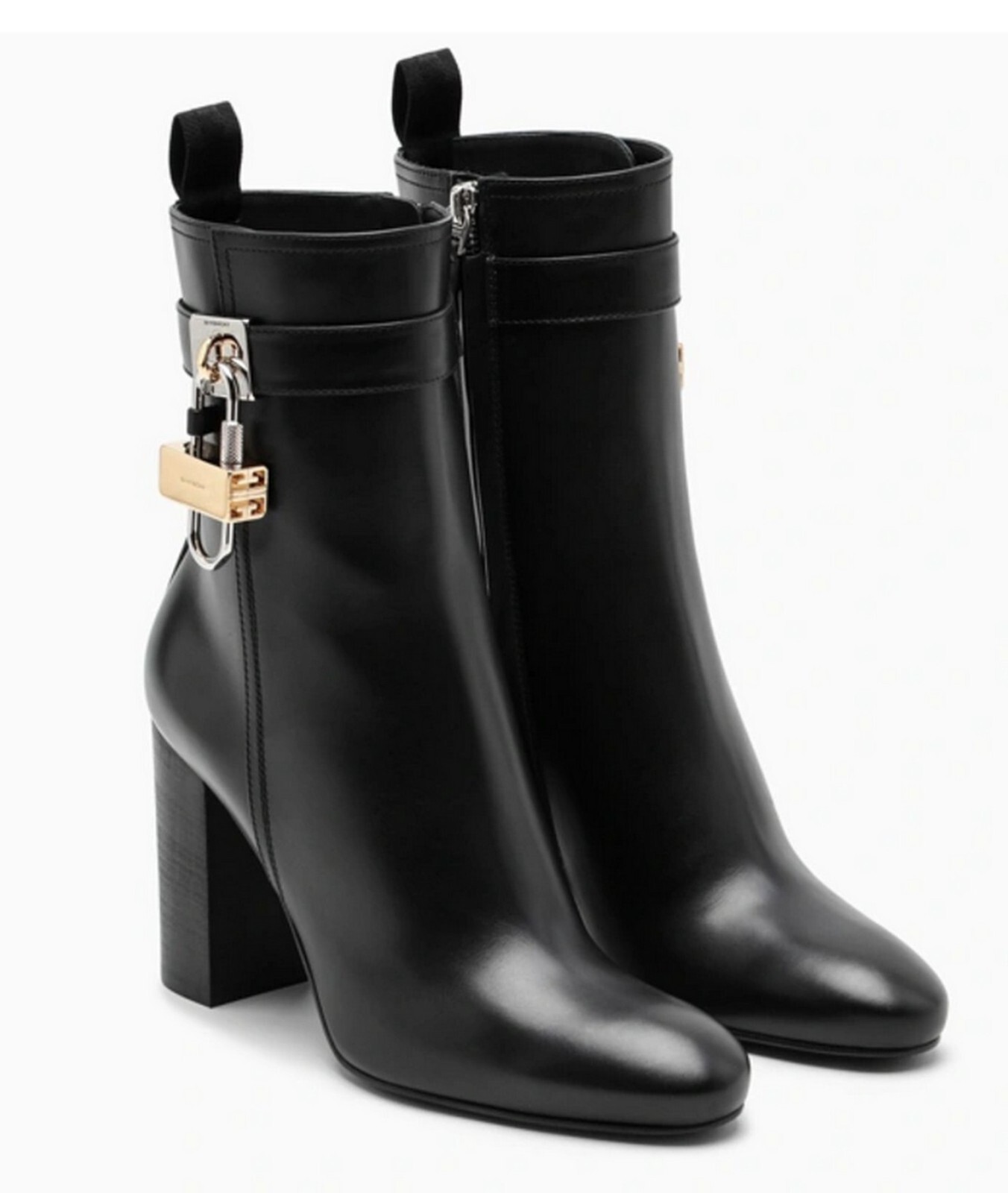 Givenchy $1495 Lock 95MM High Heels Ankle Boots Black