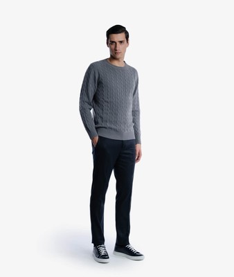 Pre-owned Larusmiani Cable Knit Sweater Col Du Pillon Sweater In Gray