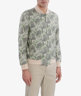 Pre-owned Larusmiani Bomber Cheetah Down Jacket In Green Cheetah