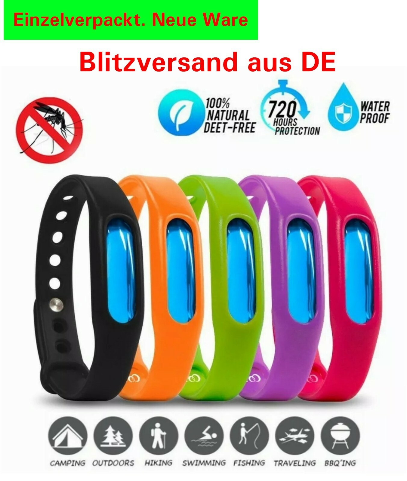 Mückenschutz Insektenschutz  Armband Mückenarmband AntiMücken Moskito Blitzvrsnd