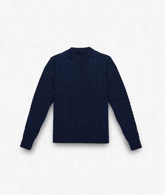 Pre-owned Larusmiani Cable Knit Sweater Col Du Pillon Sweater In Blue