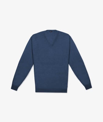 Pre-owned Larusmiani V-neck Sweater 'pullman' Sweater In Blue