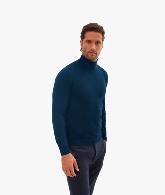 Pre-owned Larusmiani Turtleneck Sweater Pullman Sweater In Blue