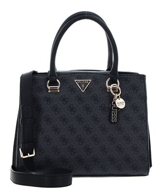 GUESS Noelle Girlfriend Satchel Handtasche Tasche Coal Logo dunkelgrau schwarz