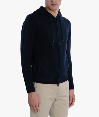 Pre-owned Larusmiani Zipper Hoodie Sasso Fratino Sweater In Blue