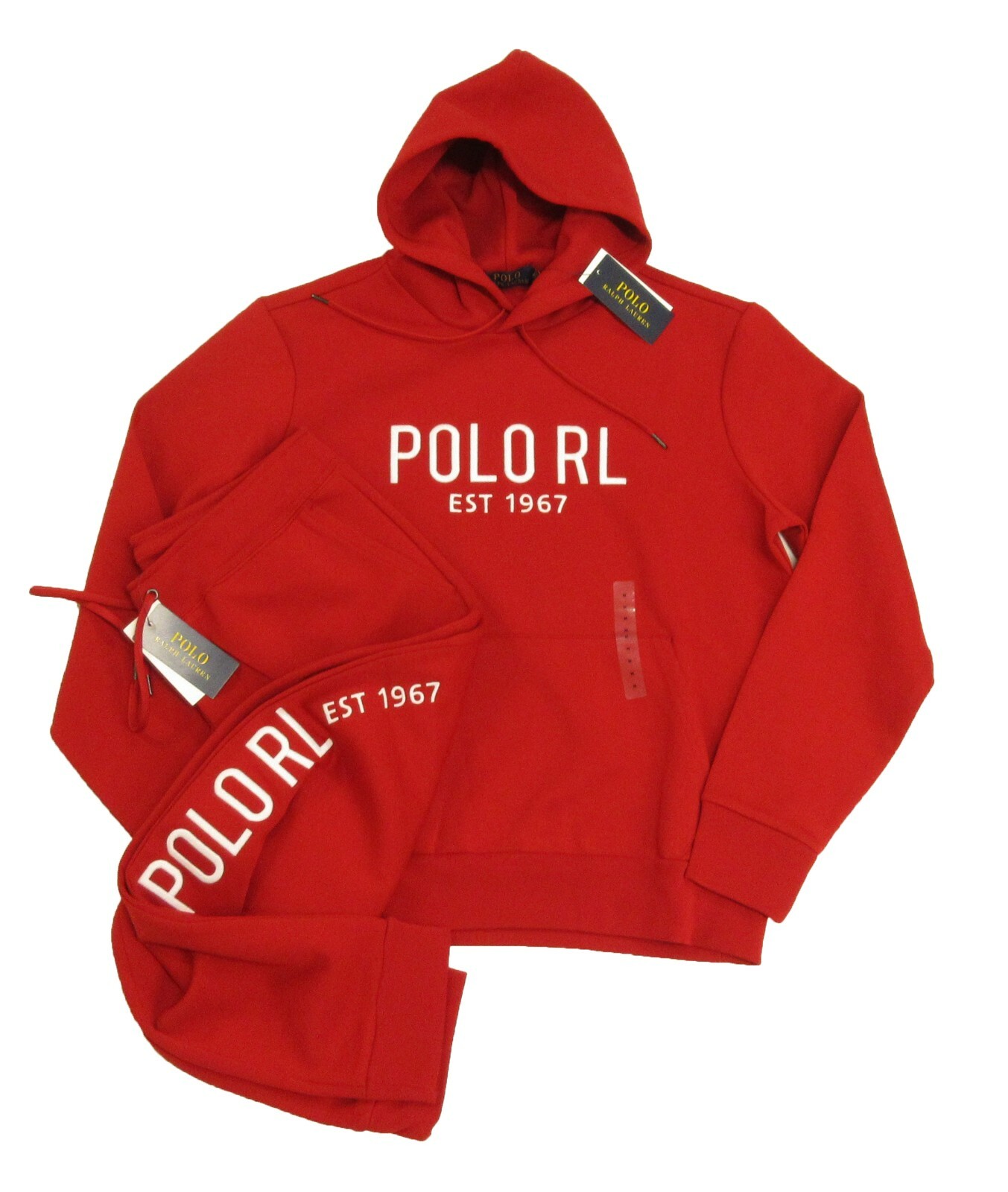 Polo Ralph Lauren Men's Red Embossed Logo Double Knit Hoodie Polo Ralph Lauren Men's Red Embossed Logo Double Knit Hoodie