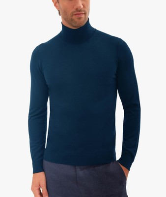 Pre-owned Larusmiani Turtleneck Sweater Pullman Sweater In Blue