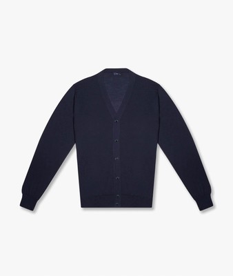 Pre-owned Larusmiani Cardigan Merino Sweater In Blue