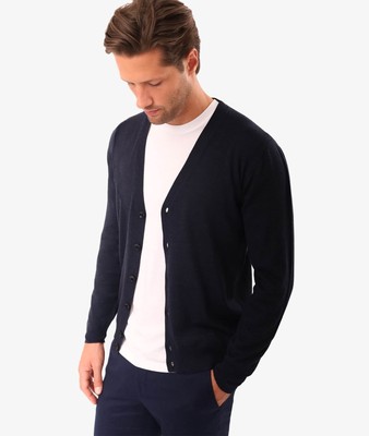 Pre-owned Larusmiani Cardigan Merino Sweater In Blue