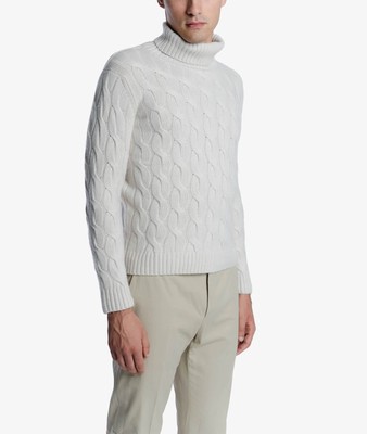 Pre-owned Larusmiani Turtleneck Sweater Col Du Pillon Sweater In White
