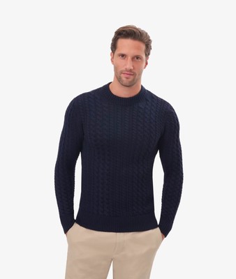 Pre-owned Larusmiani Cable Knit Sweater Col Du Pillon Sweater In Blue