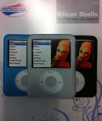 Brand New Silicone Shell cases for iPod Nano 3G x 3 - Black, Clear, Sky Blue