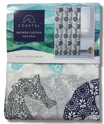 COASTAL BATH SHOWER CURTAIN 253 - SEA TURTLE - BATH PEVA VINYL 70 x 72