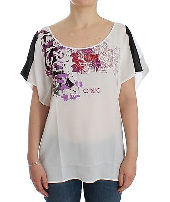 

CNC COSTUME NATIONAL Белая футболка с мотивным принтом Топ Туника Блузка . Рекомендуемая розничная цена: 260 долларов США, Белый
