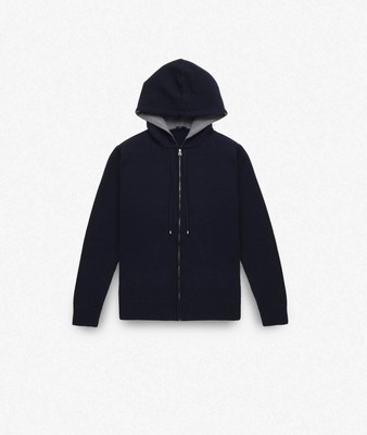 Pre-owned Larusmiani Zipper Hoodie Sasso Fratino Sweater In Blue
