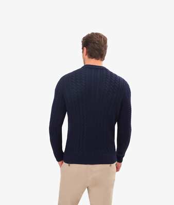 Pre-owned Larusmiani Cable Knit Sweater Col Du Pillon Sweater In Blue