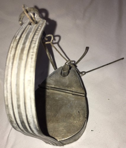 EARLY TIN STANDING WHALE GREASE OIL  BETTY LAMP