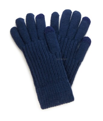 Mens Womens Winter Knit Wool Ribbed Gloves Sherpa Fur Lined Touch Screen Heavy