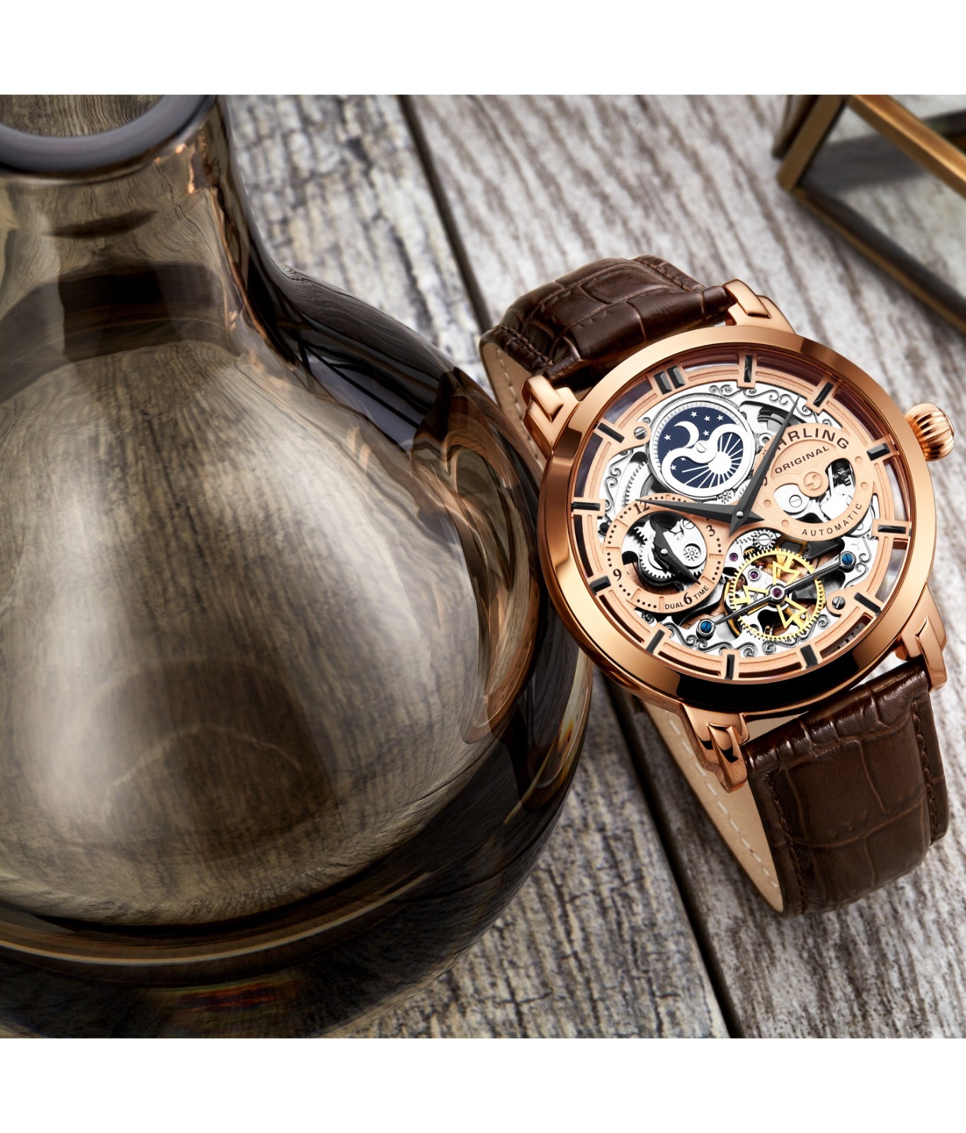Détails sur Stuhrling 371 Homme Squelette Automatique Auto Vent Double Temps Robe Montre Détails sur Stuhrling 371 Homme Squelette Automatique Auto Vent Double Temps Robe Montre