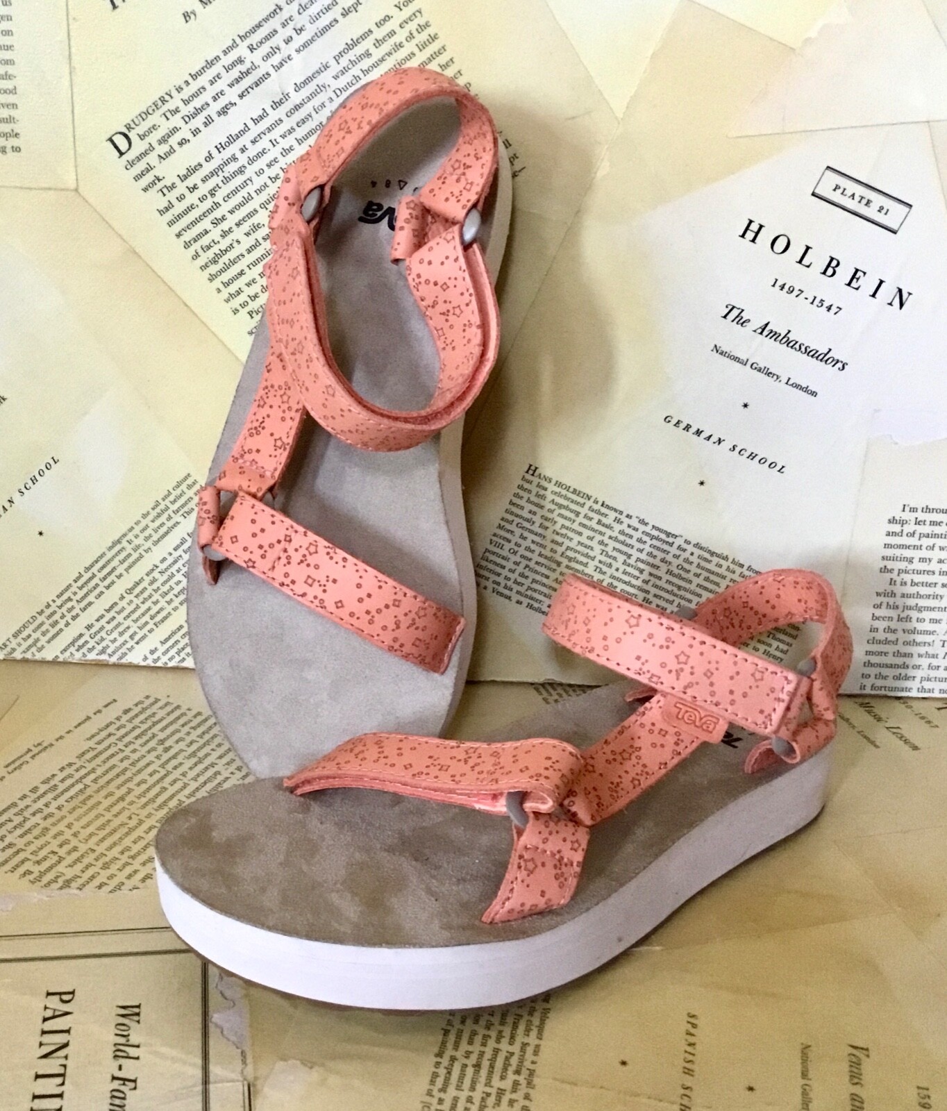 

Free People Teva W Midform Универсальная кожа со звездным принтом Кораллово-коричневый Тан 38/7 NWT, Coral brown tan, Teva Flatform Universal