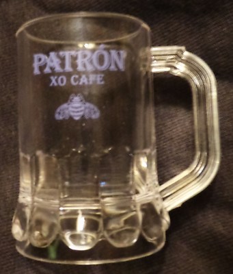 Patron XO Cafe Miniature Mug Shot Glass - Clear Plastic - NEW