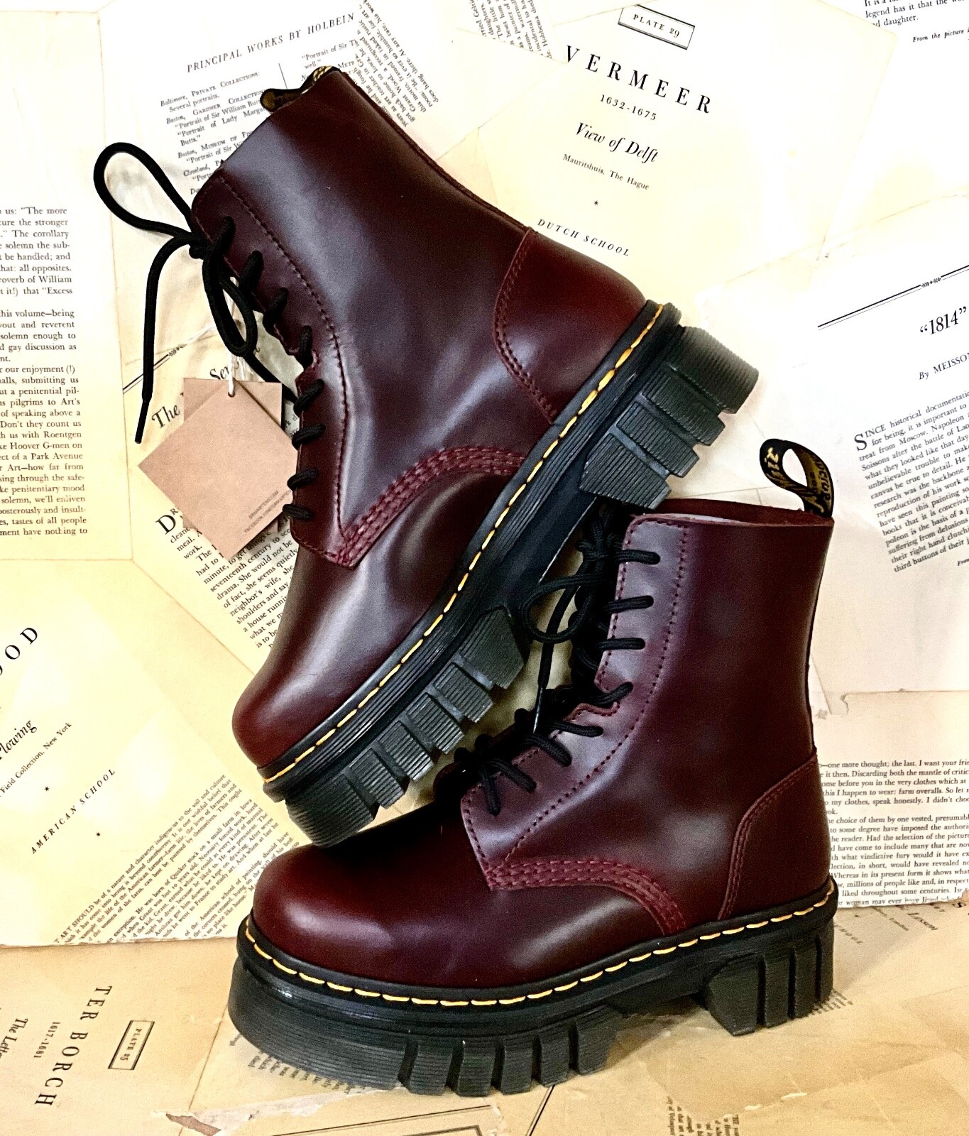 Кожаные ботинки Free People Dr Martens Audrick на шнуровке Charro Red Wine 39/8 НОВЫЕ