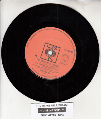 JIM NABORS  The Impossible Dream & Time After Time AUS PRESS. 7'' 45 record NEW