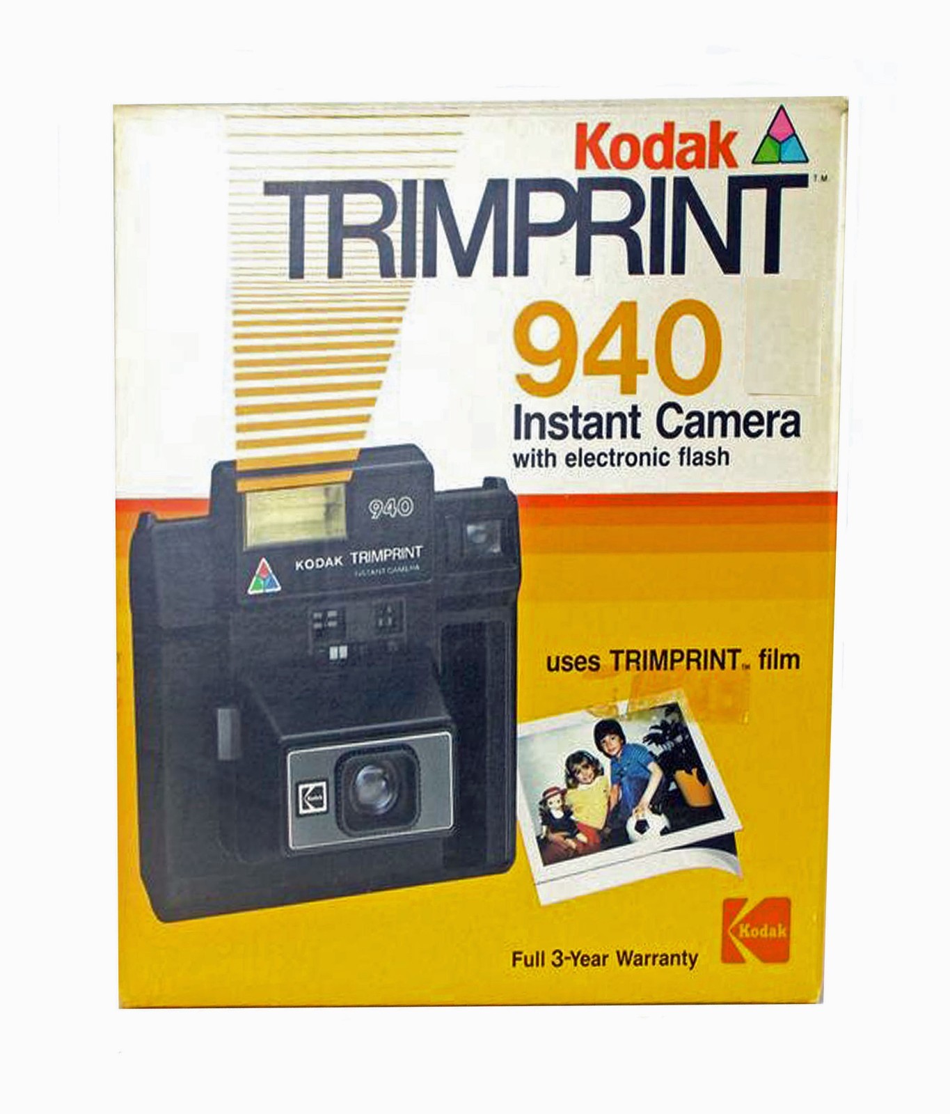 Kodak Trim Print 940 Instant Camera Electronic Flash with Original Box and Book
