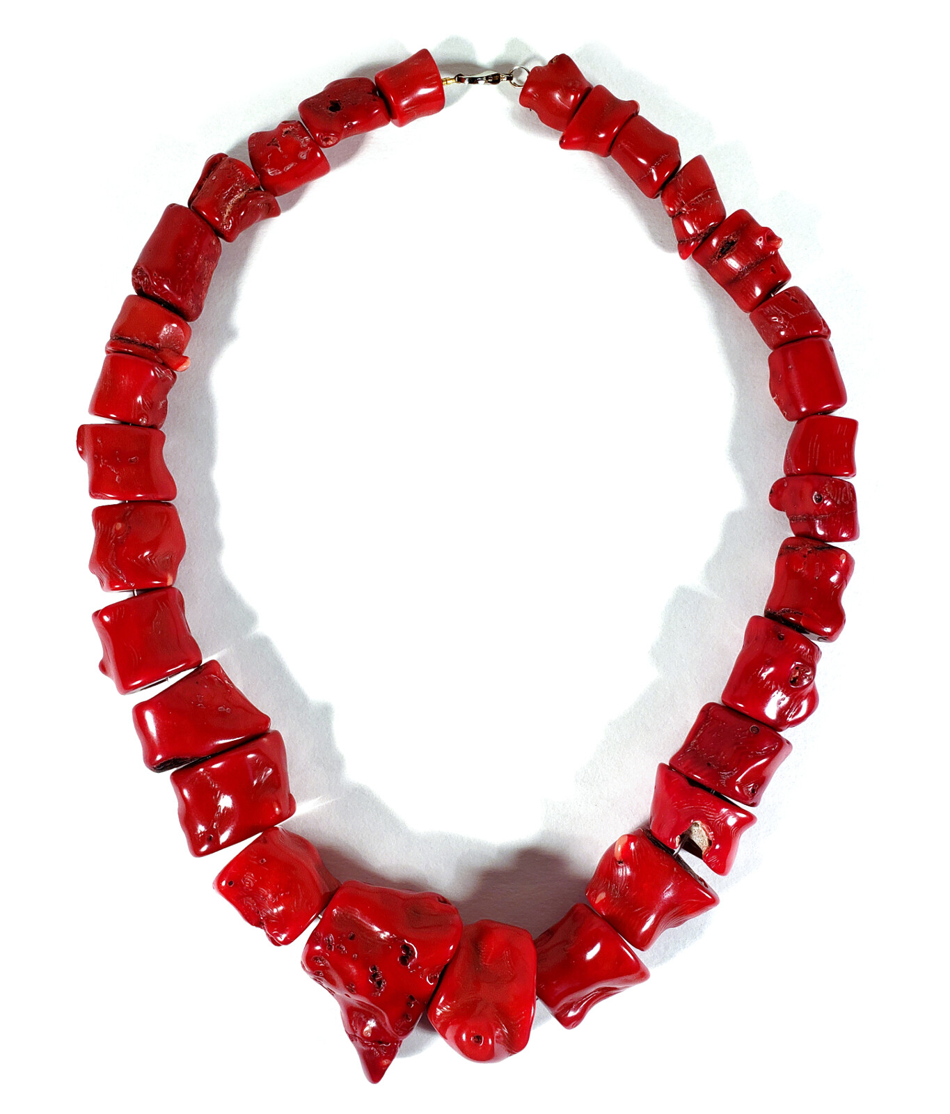 CHUNKY TEXTURED RED CORAL BEADED NECKLACE 371 GRAMS 24 1/4