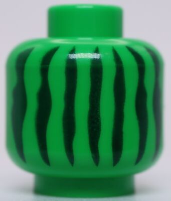 Lego Bright Green Head Dark Green Irregular Vertical Lines Watermelon