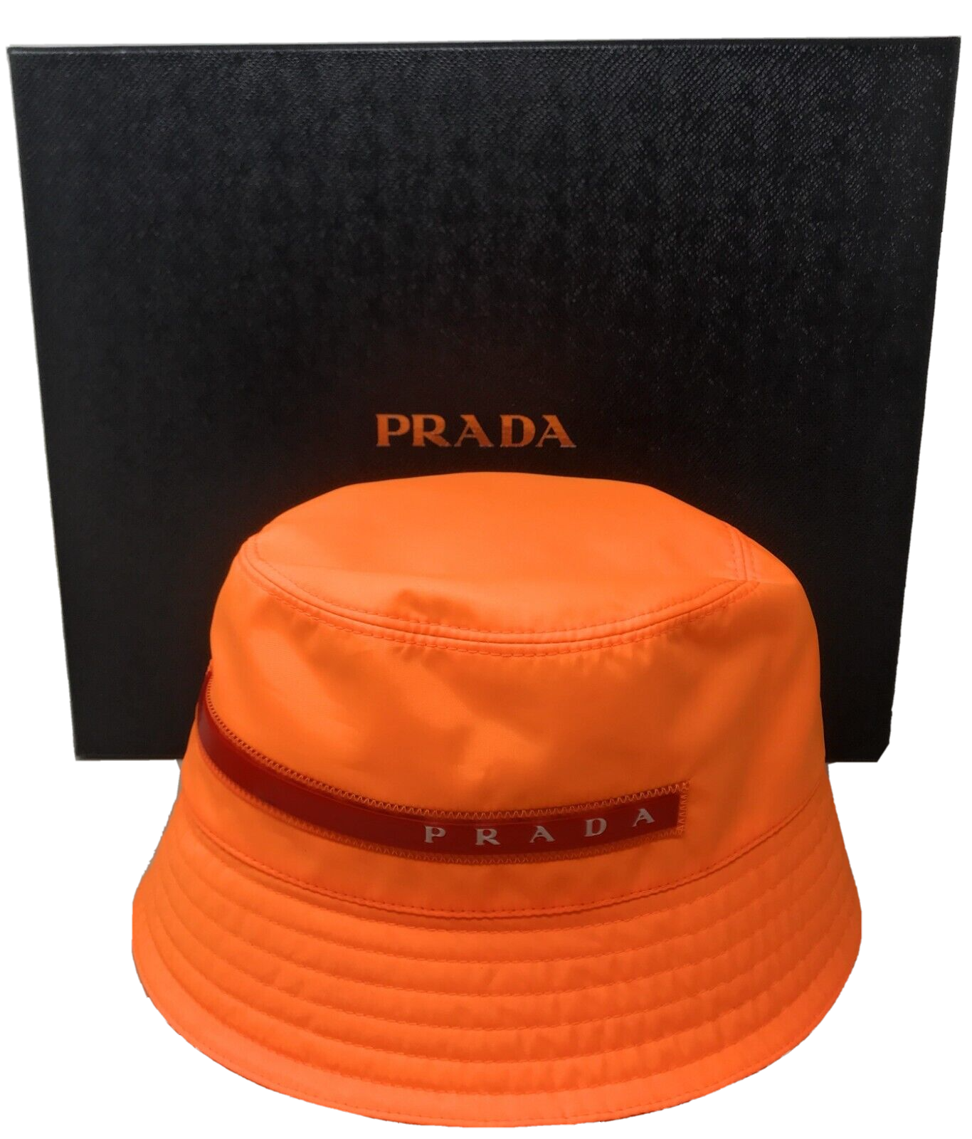 PRADA Nylon Bucket Hat M Neon Orange / Authentic with Box PRADA Nylon Bucket Hat M Neon Orange / Authentic with Box