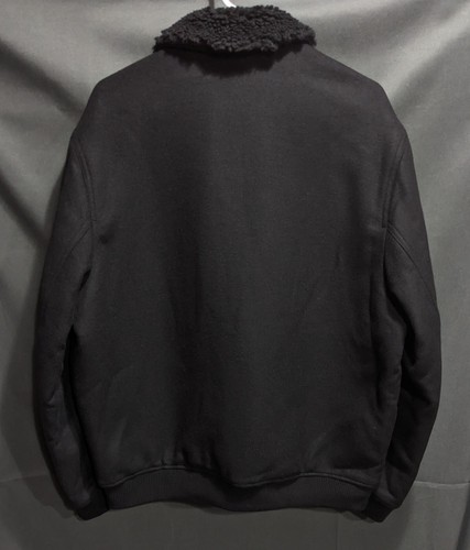 Pre-owned Hugo Boss Red Label Black Faux Shearling Collar Wool Blend Jacket Men Size Large