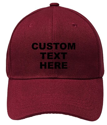 Personalized Text Embroidered Unisex Baseball Cap, Adjustable Hat, Custom Text