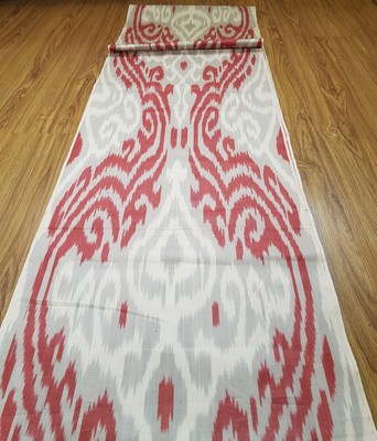 3.0 m Uzbek cotton handmade Ikat fabric/Red cloth for crafting,upholstery,decor