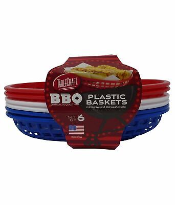 Tablecraft Commercial Quality BBQ Food Baskets Red White & Blue Pack Of 6