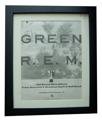 REM+Green+POSTER+AD+RARE ORIGINAL 1988+TOP QUALITY FRAMED+EXPRESS GLOBAL SHIP