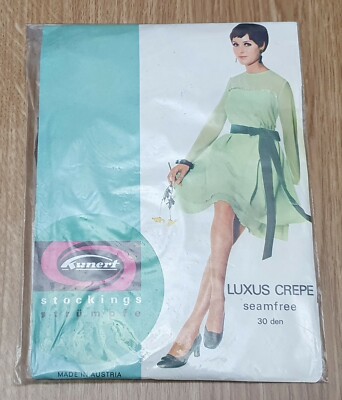 KUNERT Vintage Brown Tan Luxus Crepe Stockings 30 Den 8.5 - 9 Made In Austria