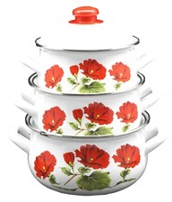 6 Pieces Enamel  Cookware  Pot Set 2 5 3 4 5 9 Quarts 