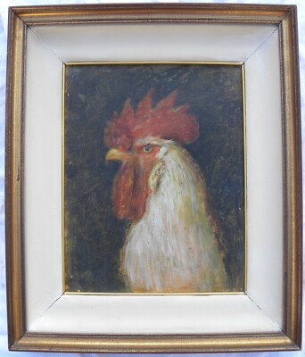 Casimiro OTTONE (Vigevano, Pavia 1856-1941) GALLO OLIO su cartone cm 30x23
