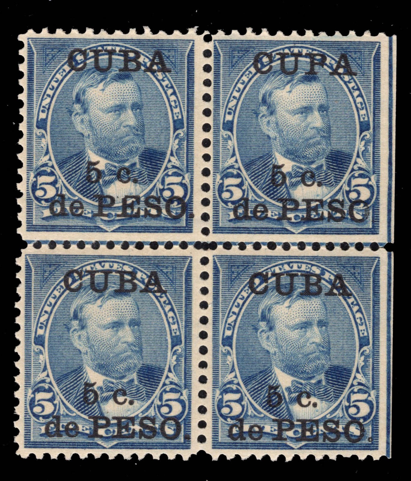 ★87MM★ Mmlg STAMP COLLECTOR HFT EVERY WHITE MOMEN: US STAMPS #225 CUPA ERROR TOP RIGHT BLOCK MINT OG NH