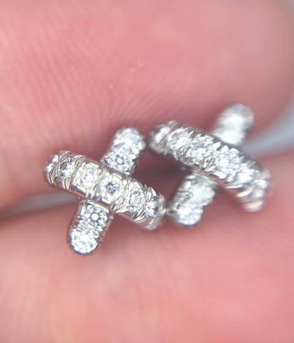 Tiffany & Co. ビーズエッジリング Vintage Tiffany & Co. Diamond X Cross Stitch Stud Earrings