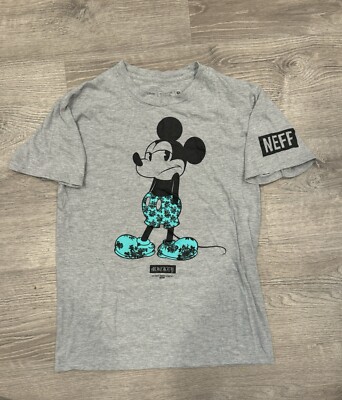 Disney NEFF Mickey Mouse Mens Small Short Sleeve Gray T- Shirt