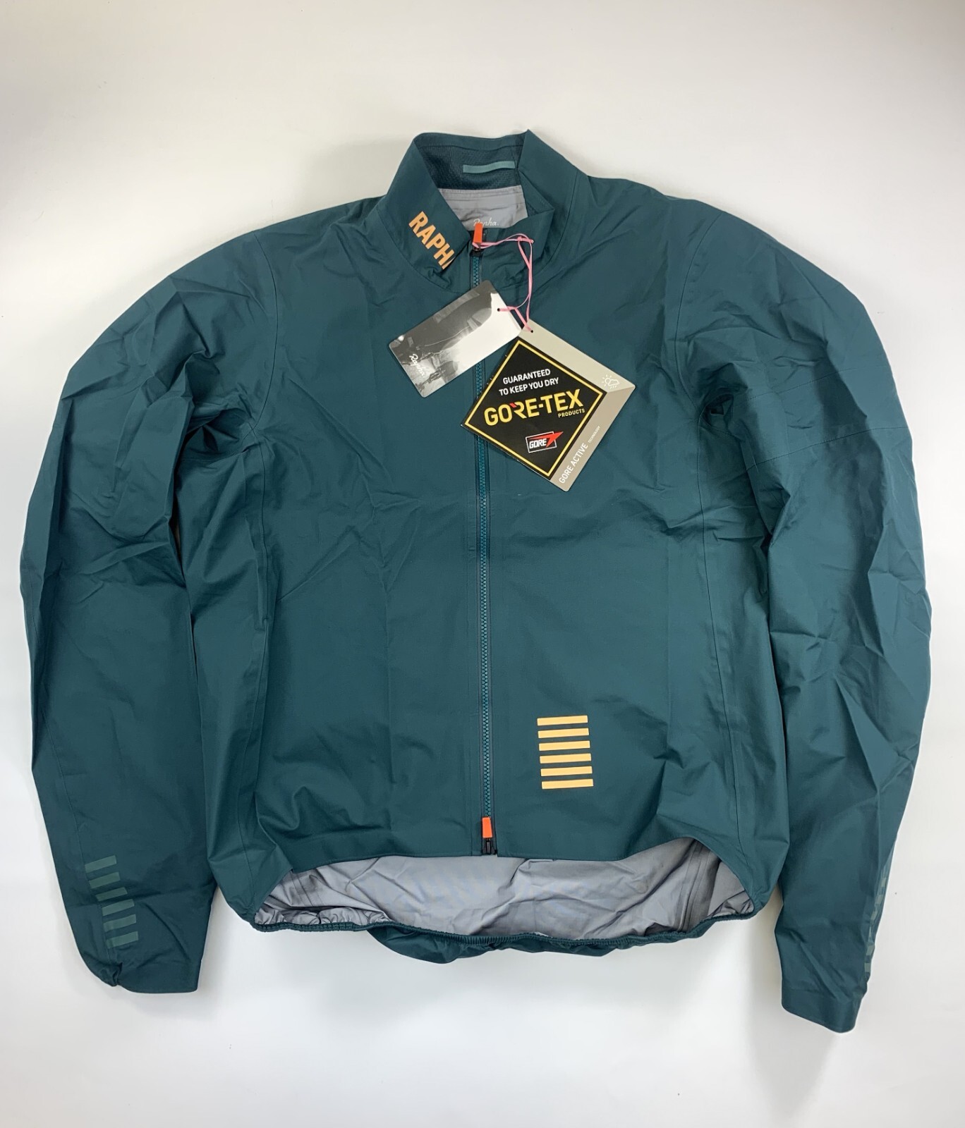 New RAPHA Pro Team Rain Jacket Green Size Men's Large Gore-Tex